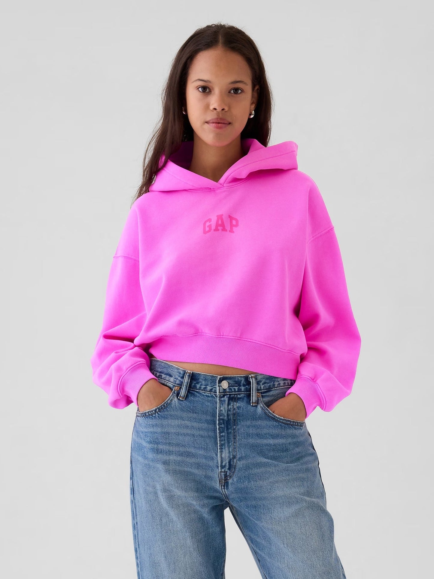VintageSoft® Crop Logo Hoodie